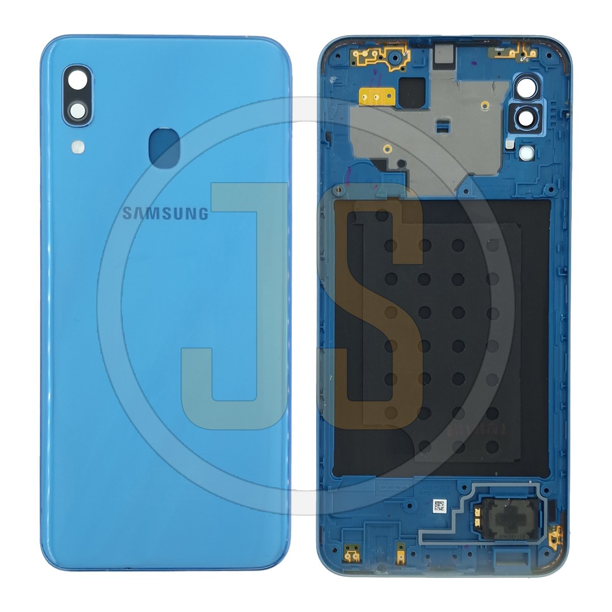 Задняя крышка Samsung A30 Galaxy A305 blue в сборе со средней частью + стекла камер оригинал снятая