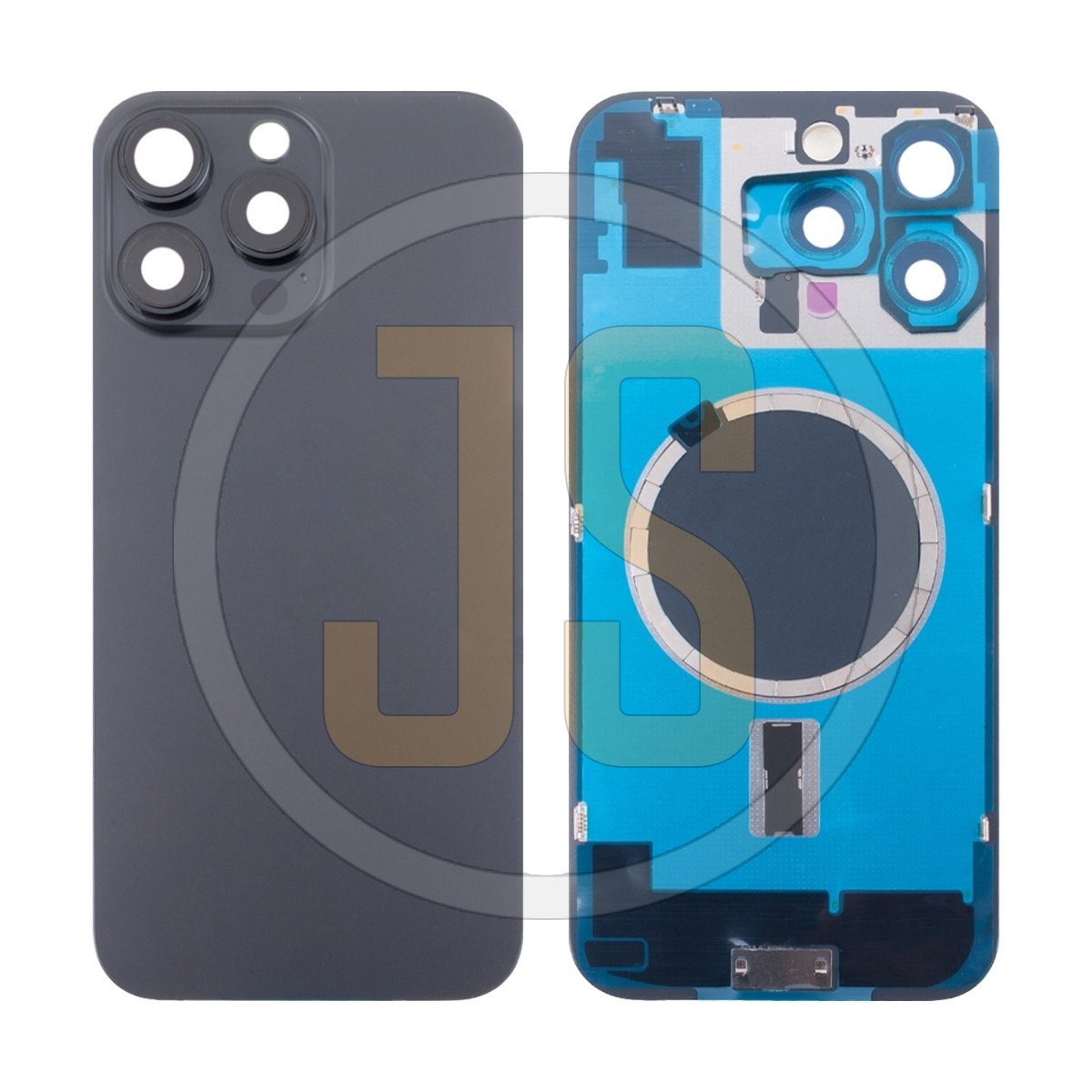 Задняя крышка (стекло) Apple iPhone 16 Pro Max (A3296) black в сборе с объективом + магниты Премиум