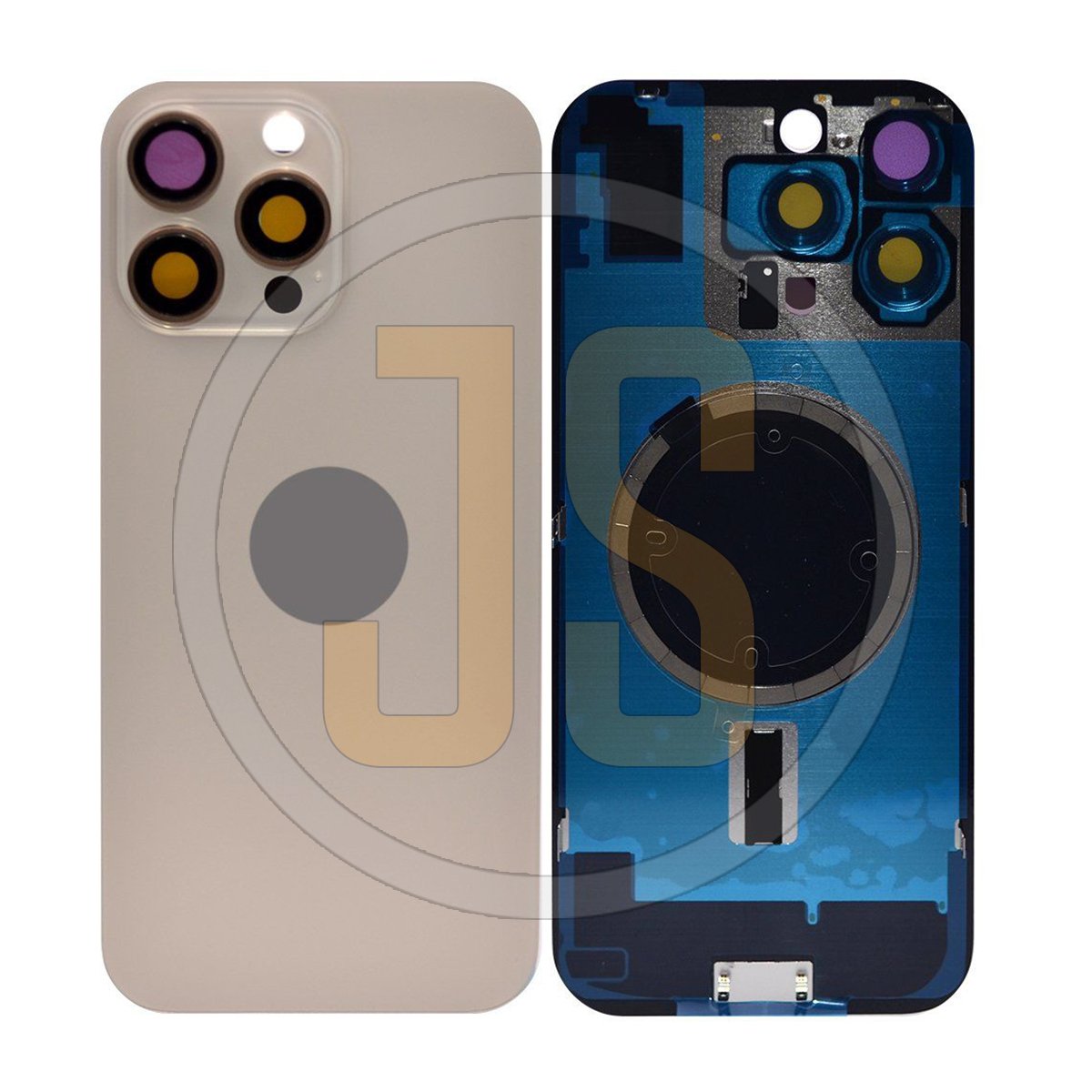 Задняя крышка (стекло) Apple iPhone 16 Pro (A3293) desert titanium в сборе с объективом + магниты Премиум