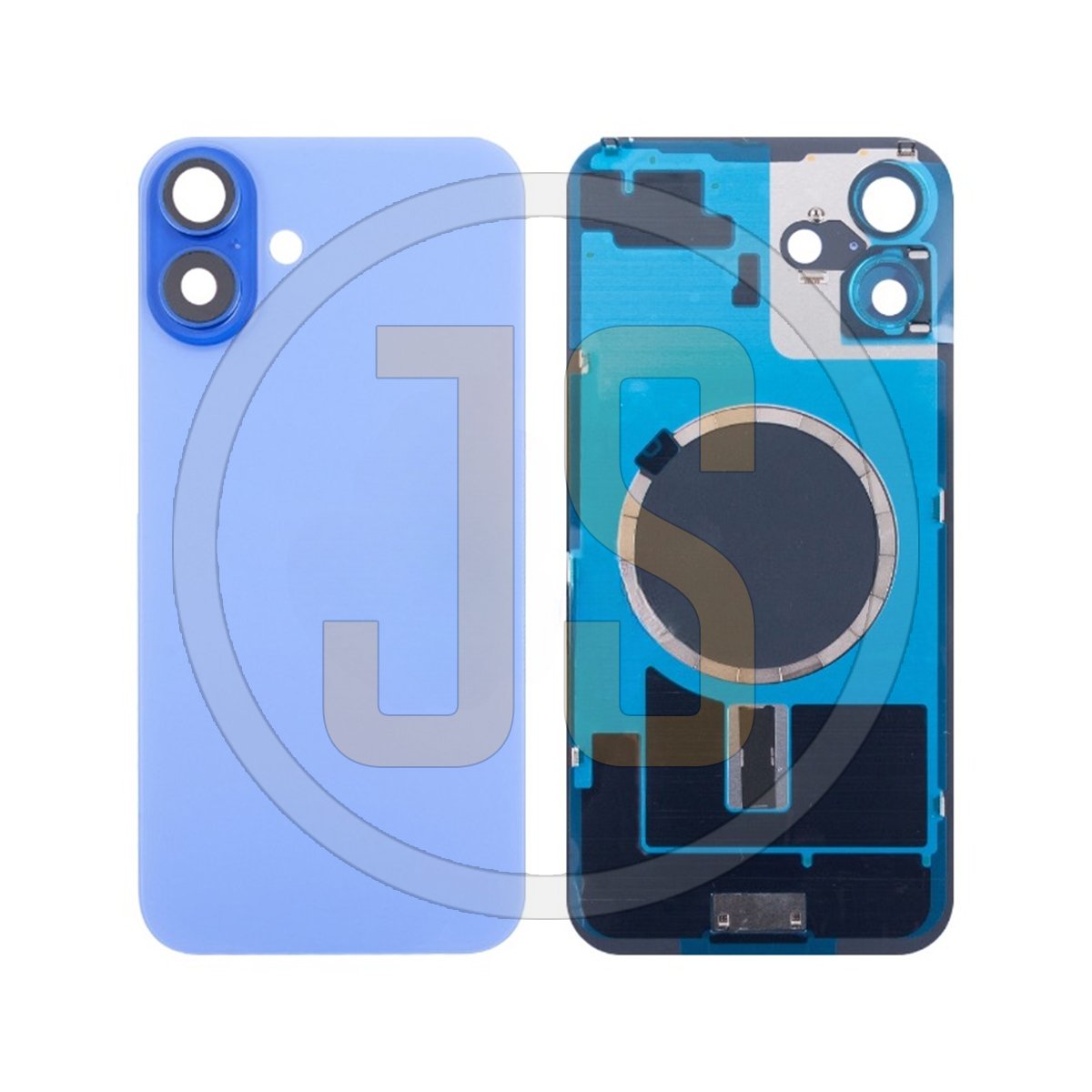 Задняя крышка (стекло) Apple iPhone 16 Plus (A3289) blue в сборе с объективом + магниты Премиум