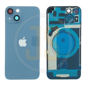 Задняя крышка (стекло) Apple iPhone 14 blue в сборе с объективом + магниты orig
